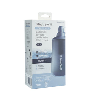 LifeStraw Peak Series Collapsible Squeeze Bottle 650ml Mountain Blue