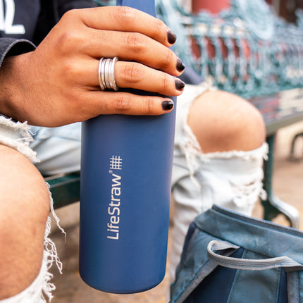 LifeStraw Go 2.0 Stainless Steel Water Filter Bottle - 700 ml - Aegean Sea Blue