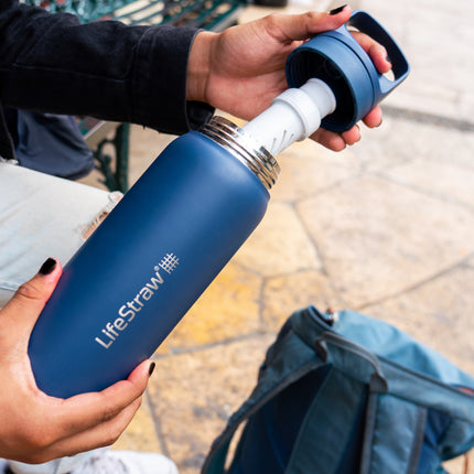 LifeStraw Go 2.0 Stainless Steel Water Filter Bottle - 700 ml - Aegean Sea Blue