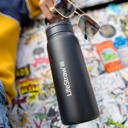 LifeStraw Go 2.0 Stainless Steel Water Filter Bottle - 700 ml - Black