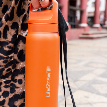 LifeStraw Go 2.0 Stainless Steel Water Filter Bottle - 700 ml - Kyoto Orange