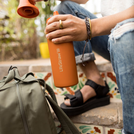 LifeStraw Go 2.0 Stainless Steel Water Filter Bottle - 700 ml - Kyoto Orange