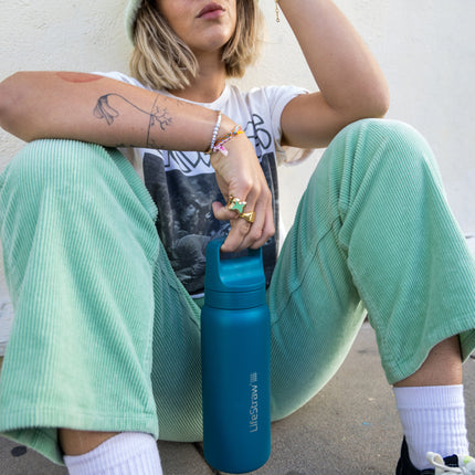 LifeStraw Go 2.0 Stainless Steel Water Filter Bottle - 700 ml - Laguna Teal