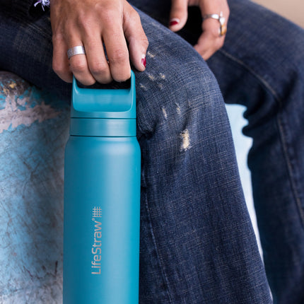 LifeStraw Go 2.0 Stainless Steel Water Filter Bottle - 700 ml - Laguna Teal
