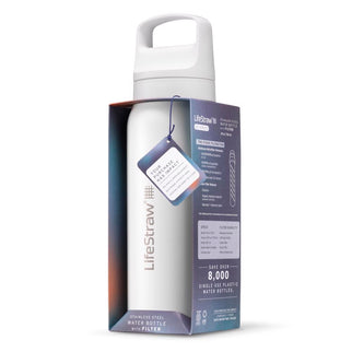 LifeStraw Go 2.0 Stainless Steel Water Filter Bottle - 700 ml - White