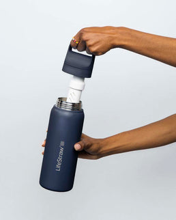 LifeStraw Go 2.0 Stainless Steel Water Filter Bottle - 1L - Aegean Sea Blue