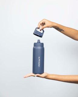 LifeStraw Go 2.0 Stainless Steel Water Filter Bottle - 1L - Aegean Sea Blue