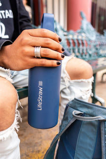 LifeStraw Go 2.0 Stainless Steel Water Filter Bottle - 1L - Aegean Sea Blue