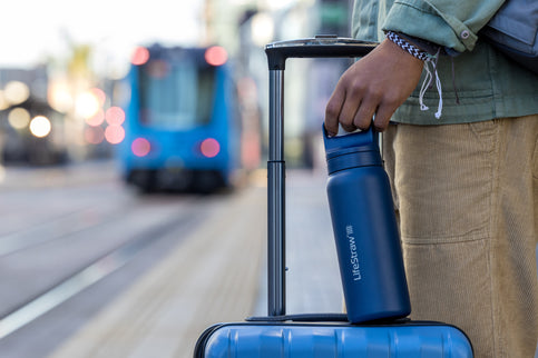 LifeStraw Go 2.0 Stainless Steel Water Filter Bottle - 1L - Aegean Sea Blue