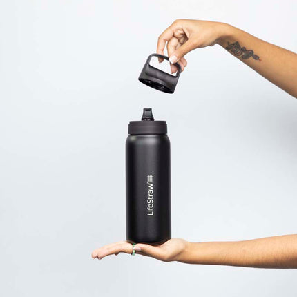LifeStraw Go 2.0 Stainless Steel Water Filter Bottle - 1L - Black