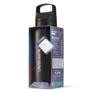 LifeStraw Go 2.0 Stainless Steel Water Filter Bottle - 1L - Black
