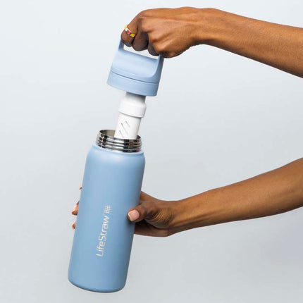 LifeStraw Go 2.0 Stainless Steel Water Filter Bottle - 1L - Icelandic Blue-