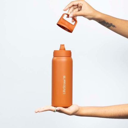 LifeStraw Go 2.0 Stainless Steel Water Filter Bottle - 1L - Kyoto Orange-