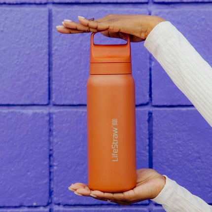 LifeStraw Go 2.0 Stainless Steel Water Filter Bottle - 1L - Kyoto Orange-