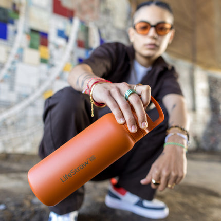 LifeStraw Go 2.0 Stainless Steel Water Filter Bottle - 1L - Kyoto Orange-