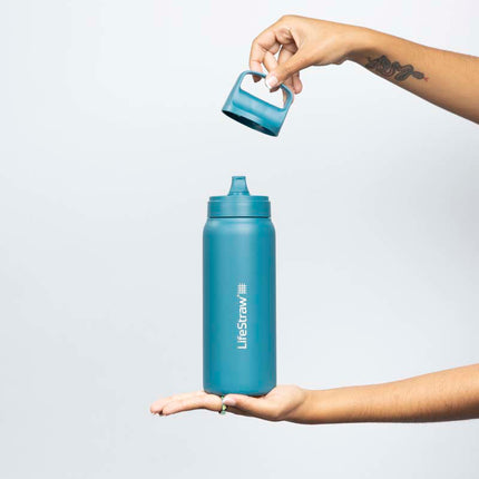 LifeStraw Go 2.0 Stainless Steel Water Filter Bottle - 1L - Laguna Teal-