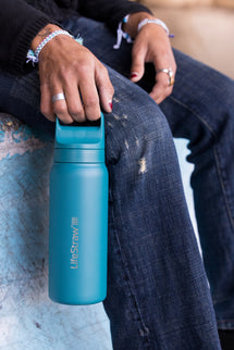 LifeStraw Go 2.0 Stainless Steel Water Filter Bottle - 1L - Laguna Teal-