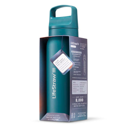 LifeStraw Go 2.0 Stainless Steel Water Filter Bottle - 1L - Laguna Teal-