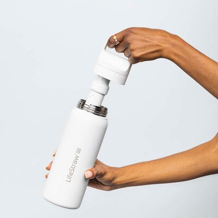 LifeStraw Go 2.0 Stainless Steel Water Filter Bottle - 1L - White-