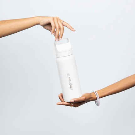 LifeStraw Go 2.0 Stainless Steel Water Filter Bottle - 1L - White-