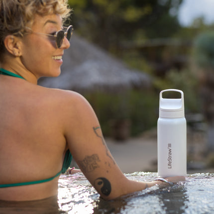 LifeStraw Go 2.0 Stainless Steel Water Filter Bottle - 1L - White-