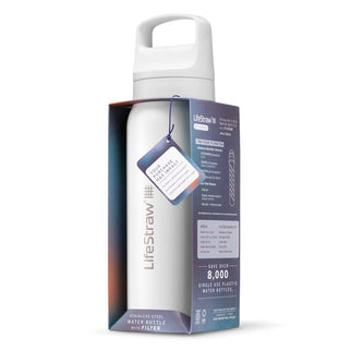 LifeStraw Go 2.0 Stainless Steel Water Filter Bottle - 1L - White-