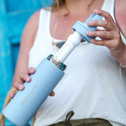 LifeStraw Go 2.0 Stainless Steel Water Filter Bottle - 500 ml - Icelandic Blue