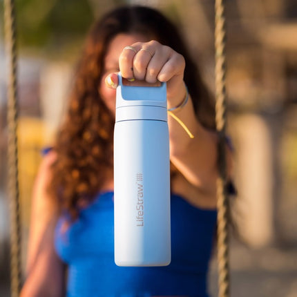 LifeStraw Go 2.0 Stainless Steel Water Filter Bottle - 500 ml - Icelandic Blue