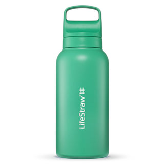 LifeStraw Go Series Stainl. Steel Water Filter Bottle; 1L; Cactus Green -  Drinkfles waterfilter