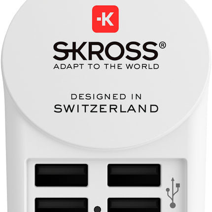 SKROSS Reisstekker Europa 4x USB (Front Connection)