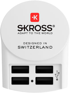 SKROSS Reisstekker Europa 4x USB (Front Connection)