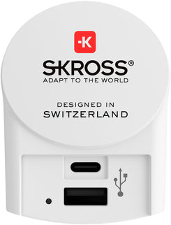 SKROSS Reisstekker Europa 1x USB + 1x USB-C (Front Connection)