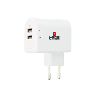 SKROSS Reisstekker Europa 2x USB (Side Connection)