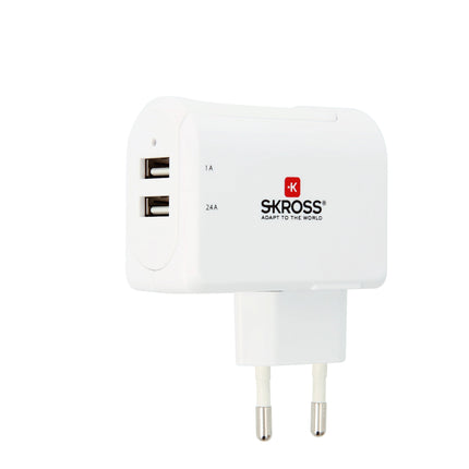 SKROSS Reisstekker Europa 2x USB (Side Connection)