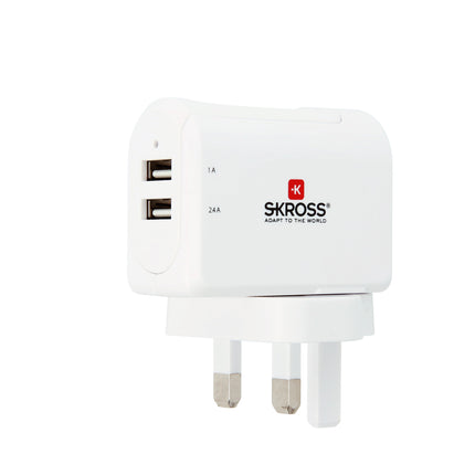 SKROSS Reisstekker UK 2x USB (Side Connection)