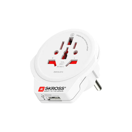 SKROSS Reisstekker Wereld naar Europa USB