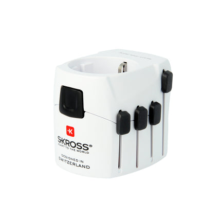SKROSS Pro World Travel Adap. with Ground Plugs 7.0 AMP, white, with out Schuko Top