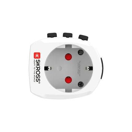 SKROSS Pro Light World Travel Adap. with Ground Plugs, white, with out Schuko Top (no Swiss/Italy)
