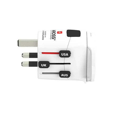 SKROSS Pro Light World Travel Adap. with Ground Plugs, white, with out Schuko Top (no Swiss/Italy)