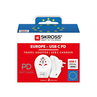 Skross WORLD TO EUROPE USB  C 20 WATTS PD  - Reisstekker