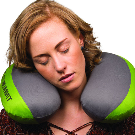 Sea to Summit Aeros Pillow Premium Traveller Kampeerkussen - Opblaasbaar Nekkussen - Groen