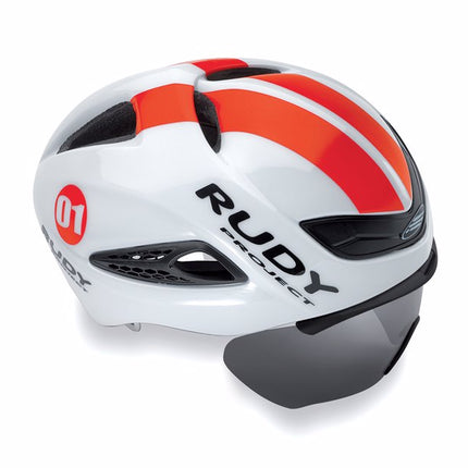 Rudy Project Helmet Boost 01 White Red Fluo Shiny-With Removable Optical Shield - S-M 54-58  - Helm