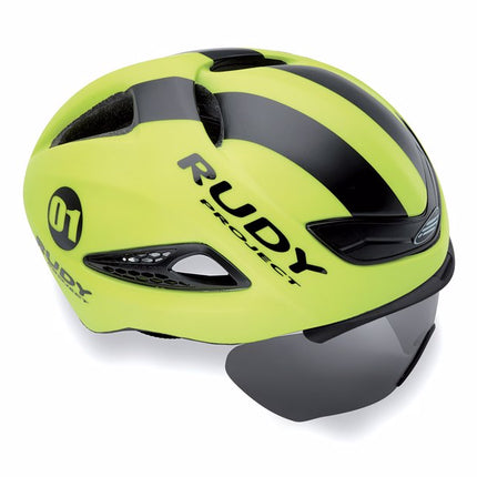 Rudy Project Helmet Boost 01-Yellow Fluo-Black Matte-With Removable Opt. Shield -S-M 54-58- Helm