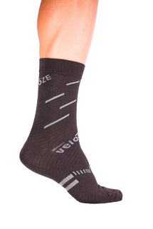 veloToze Cycling Sock - Active Compression Black/Grey -  Small/Medium - Sokken