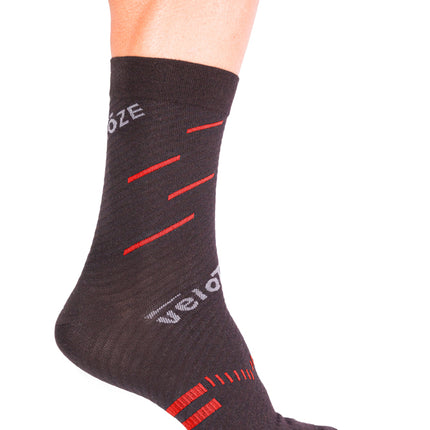 veloToze Cycling Sock - Active Compression Black/Red -  Large/XL - Sokken