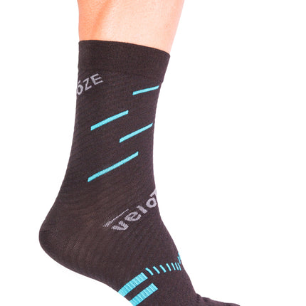 veloToze Cycling Sock - Active Compression Black/Blue -  Large/XL - Sokken