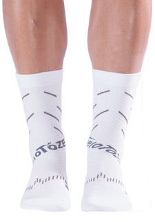 veloToze Cycling Sock - Active Compression White/Grey -  Small/Medium - Sokken