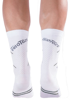 veloToze Cycling Sock - Active Compression White/Grey -  Small/Medium - Sokken