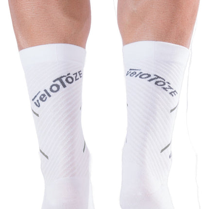 veloToze Cycling Sock - Active Compression White/Grey -  Large/XL - Sokken