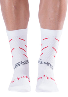 veloToze Cycling Sock - Active Compression White/Red -  Small/Medium - Sokken